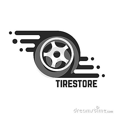 Tire store with abstract tyre Vector Illustration