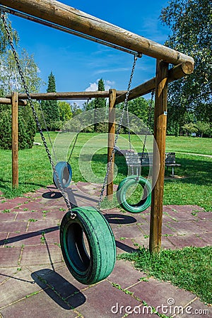 Tire swings Stock Photo