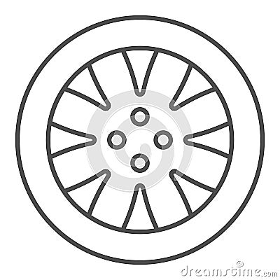 Tire thin line icon. Automobile wheel vector illustration isolated on white. Car part outline style design, designed for Vector Illustration