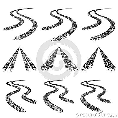 Tire trace road. Vector collection Vector Illustration