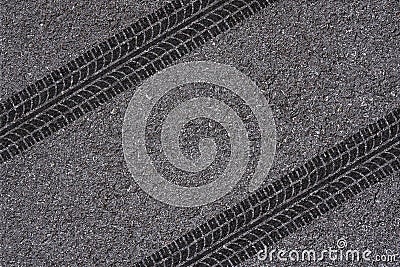 Tire track on asphalt Stock Photo
