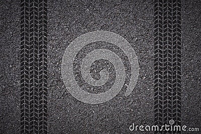 Tire track on asphalt Stock Photo