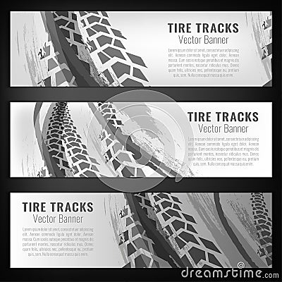 Tire track banners Vector Illustration