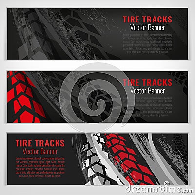 Tire track banners Vector Illustration