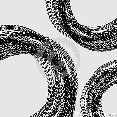 Tire track circle background Vector Illustration