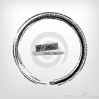 Tire track circle grunge frame Vector Illustration