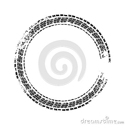 Tire track circle grunge frame Vector Illustration