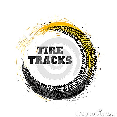 Tire track in circle style Vector Illustration