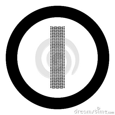 Tire track Print of wheel automobile tyres Imprint car icon in circle round black color vector illustration solid outline style Vector Illustration