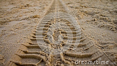 Tire track on sand Stock Photo