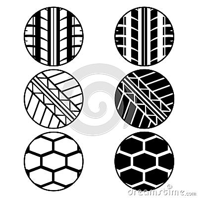 Tire tracks in circles Vector Illustration