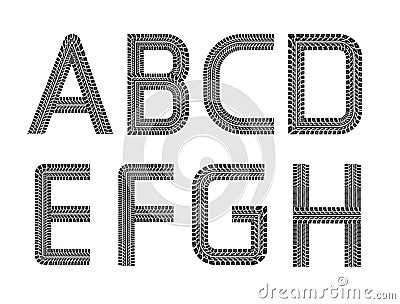 Tire tracks font Vector Illustration