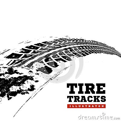 Tire tracks on white Vector Illustration