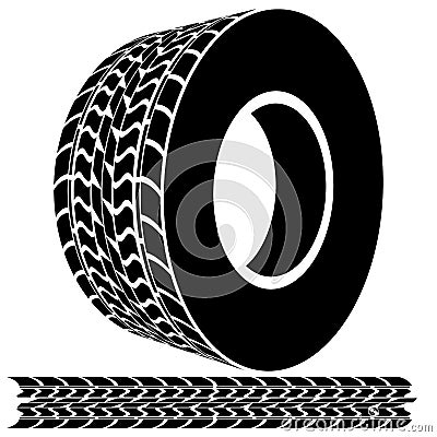 Tire Tread and Tracks Vector Illustration