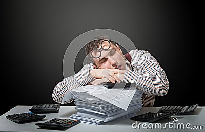 Tired accountant Stock Photo