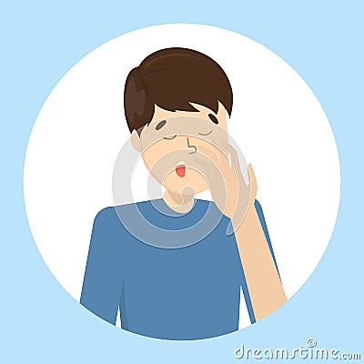 Tired or bored man yawn. Sleepy guy Vector Illustration