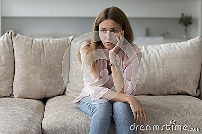 Tired bored woman suffering from apathy, boredom, laziness Stock Photo