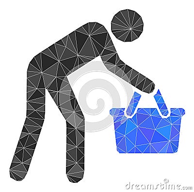 Tired Buyer Persona Lowpoly Mocaic Icon Vector Illustration