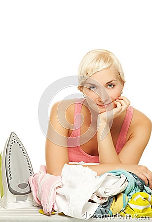 Tired housewife Stock Photo