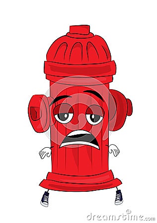 Tired hydrant cartoon Cartoon Illustration