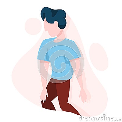 Tired man with lack of energy. Weak, exhausted guy Vector Illustration