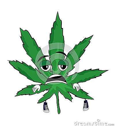 Tired marihuana cartoon Cartoon Illustration