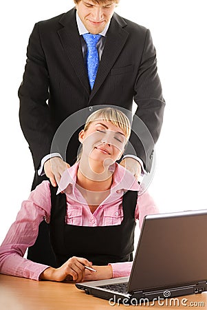 Tired office worker Stock Photo