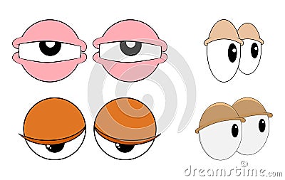 Tired, sleepy eyes set for comic book character vector design is Vector Illustration