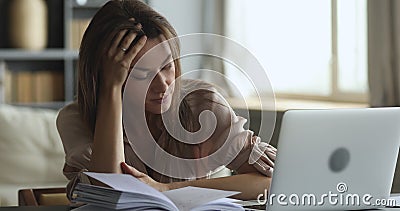 Tired Sleepy Young Woman Falling Asleep At Work Desk Stock Video