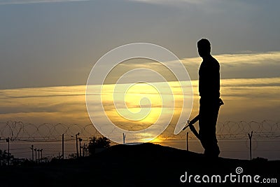 The tired soldier Stock Photo