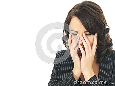 Tired Upset Stressed Business Woman Stock Photo