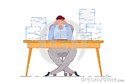 Tired worker. Isolated exhausted man Vector Illustration