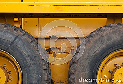 Tires on construction vehicle Stock Photo