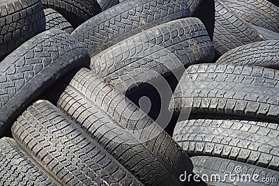 Car recycling tires rubber pollution environment industry Stock Photo