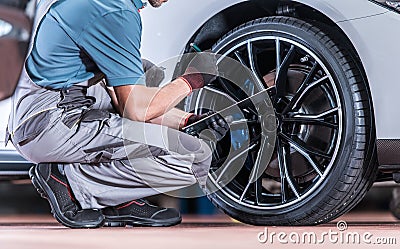 Tires and Wheels Inspection Stock Photo