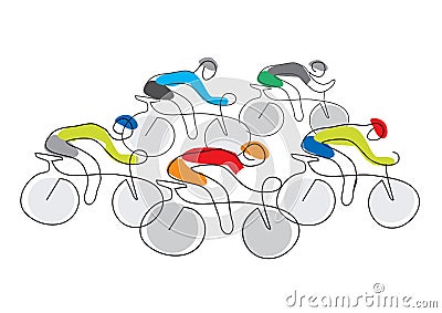 Cycling race line art stylized. Vector Illustration