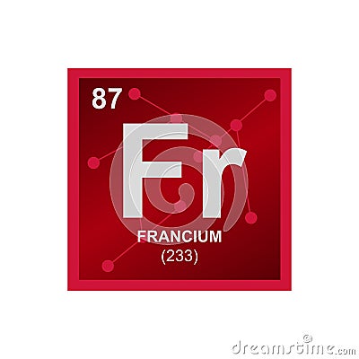 Vector symbol of francium on the background from connected molecules Vector Illustration