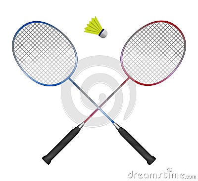 Vector crossed badminton rackets with shuttlecock Vector Illustration