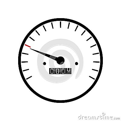 Vector speedometer gauges in black and white color with red maximum speed Vector Illustration