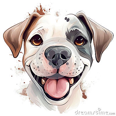 Drawn and Colored of Cute Boxer Dog Portrait on White Background Vector Illustration