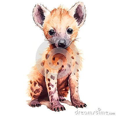 Cute Baby Hyena Illustration Portrait Isolated on White background. Vector Illustration