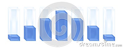 Vector statistical illustration of histogram. Glass columns with blue liquid characterizing the normal distribution or Gaussian di Vector Illustration