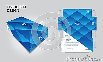 Tissue box Design Blue polygon concept, Box Mock up, 3d box, Can be use place your text and logos, Product design, packaging box Vector Illustration