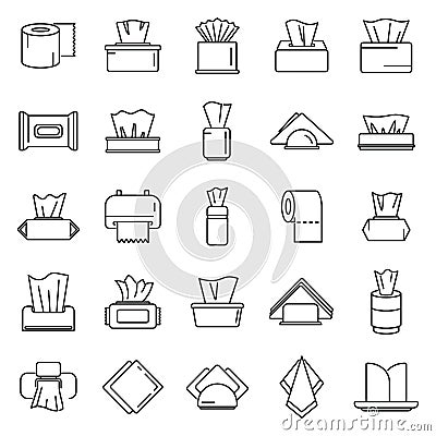 Tissue icons set outline vector. Silk cloth Vector Illustration