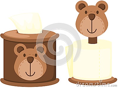 Tissue paper roll in the cute bear box Vector Illustration