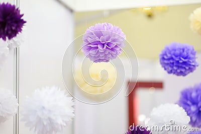 Tissue pompoms for a party Stock Photo