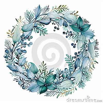 Ai rendered round leafy wreath. Cartoon Illustration