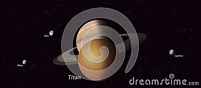 Titan saturn satellite Cartoon Illustration