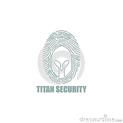 Titan fingerprint tech security logo Vector Illustration