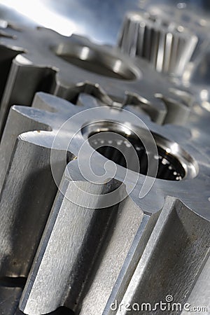 Titanium gears and steel Stock Photo